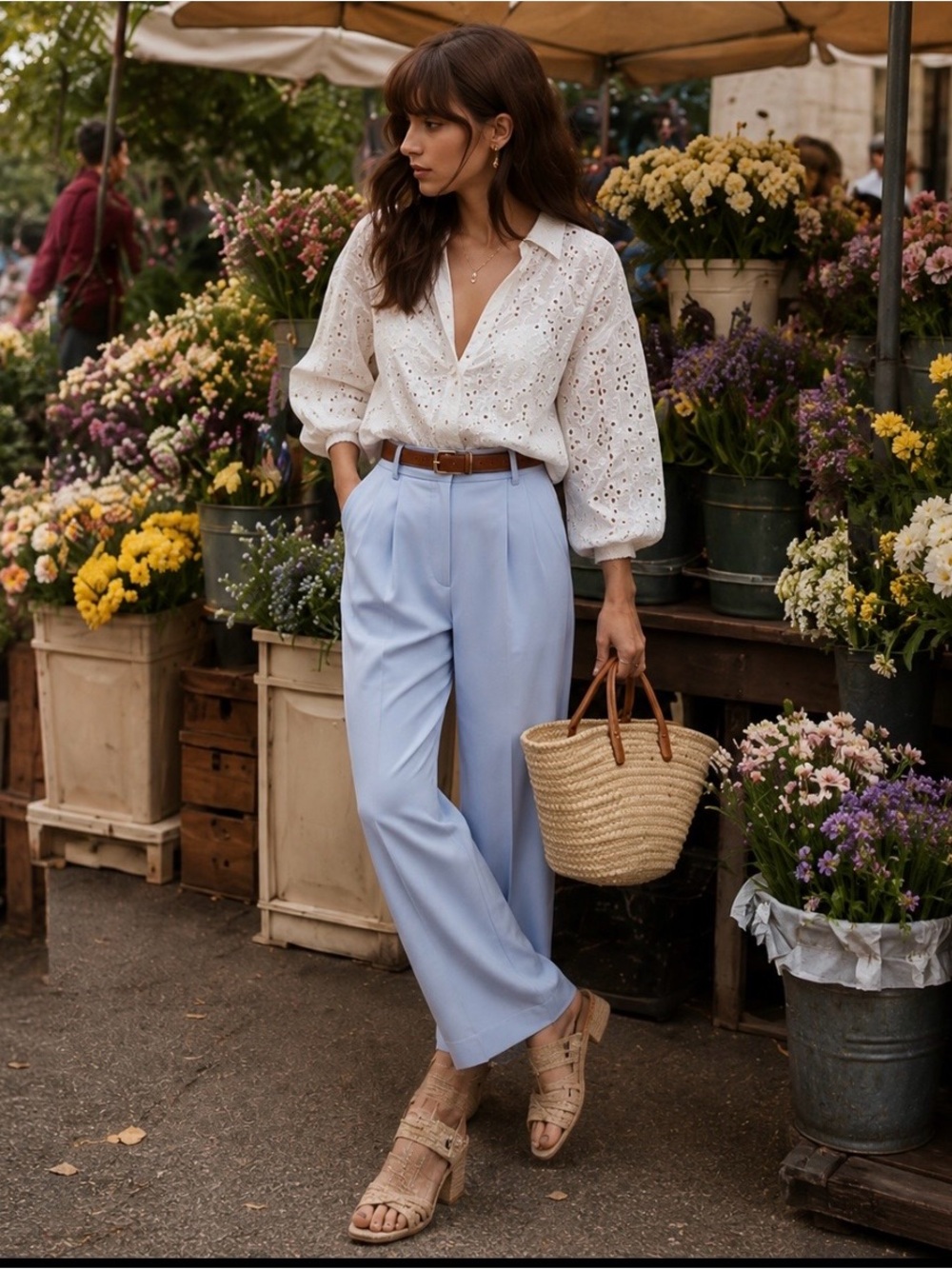 Favorite Daughter The Favorite Pants High Rise Wide Leg Trouser Sky Blue 8 - Picture 3 of 16